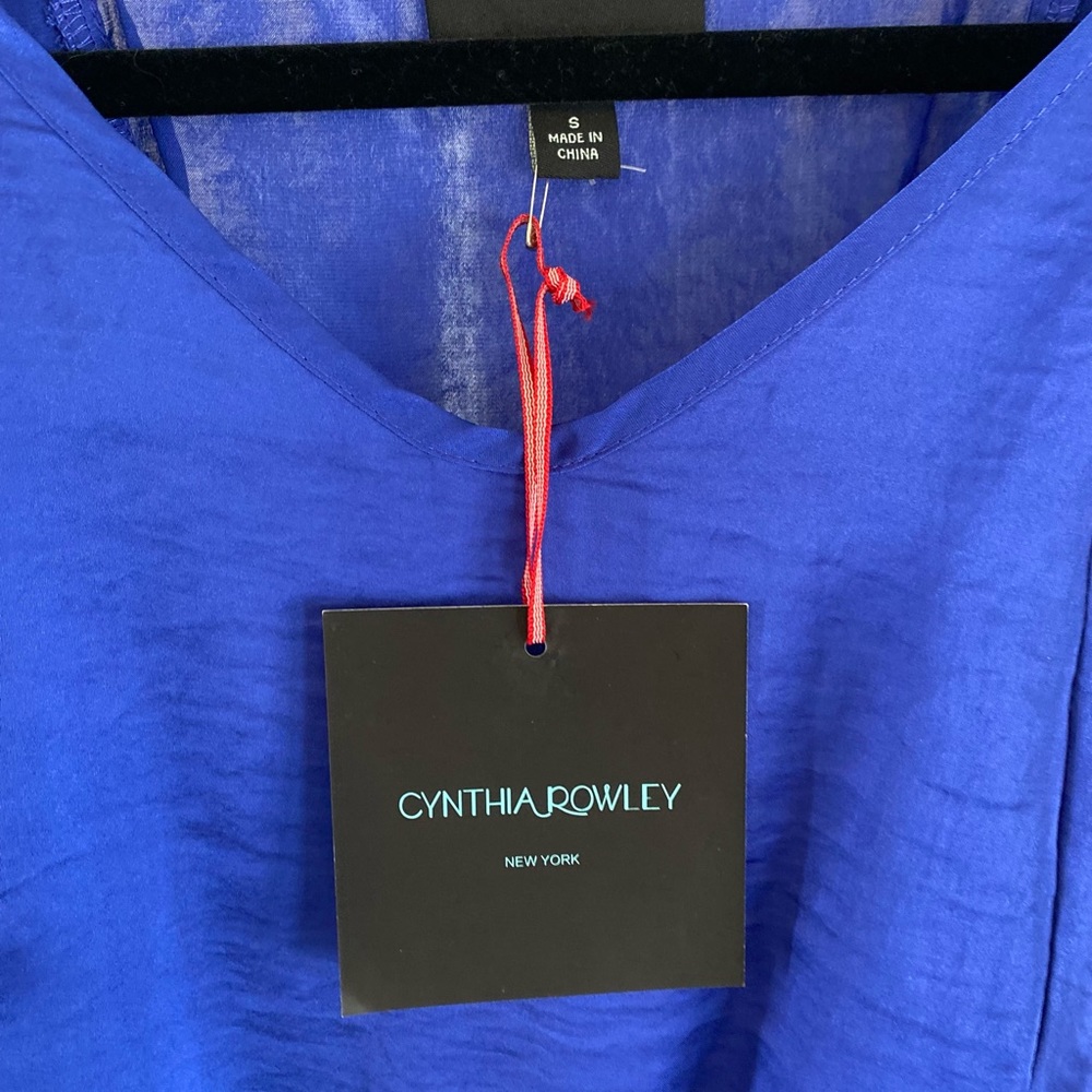 NWT Cynthia Rowley Cut-Out Scalloped Butterfly Sleeve Waist Tie Shirt Blouse S - Picture 5 of 6